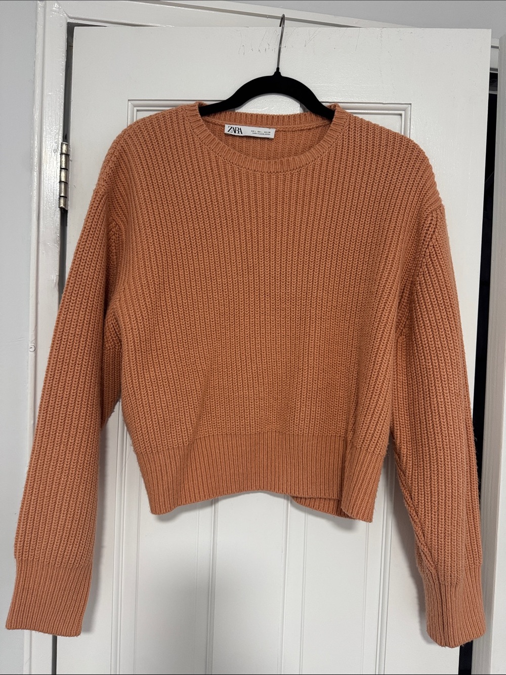 ZARA Ribbed Crewneck Sweater in Burnt Orange